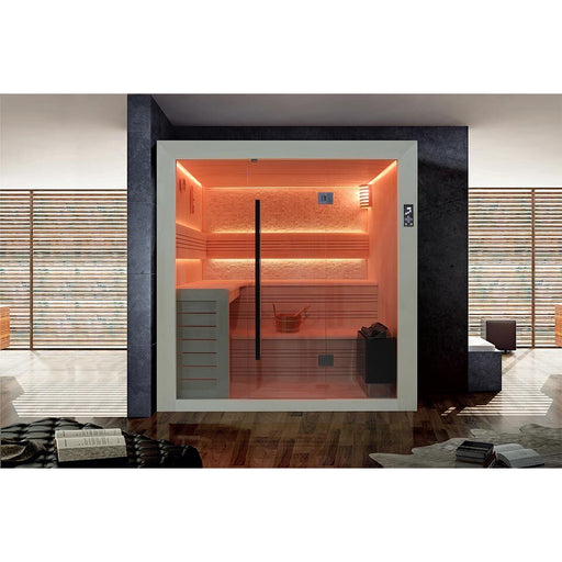 Fonteyn Luxor 220 white stone sauna interior seating