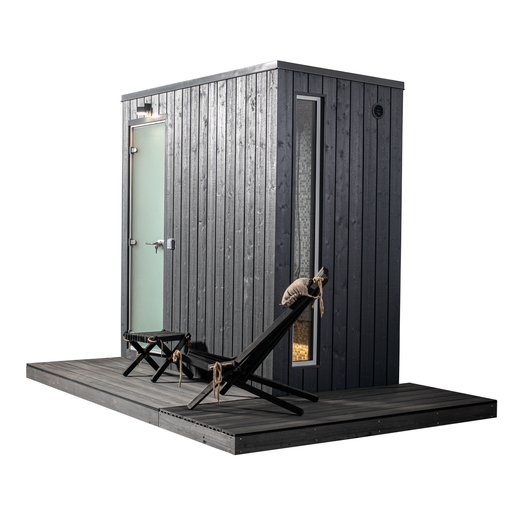 KUUT sauna with steam room, angled view