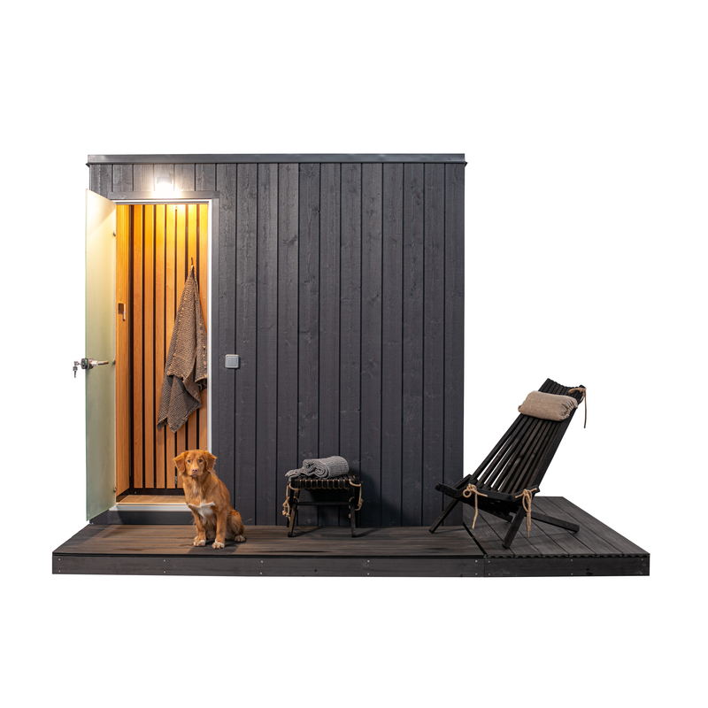 KUUT sauna with steam room outdoor 2 person, front view