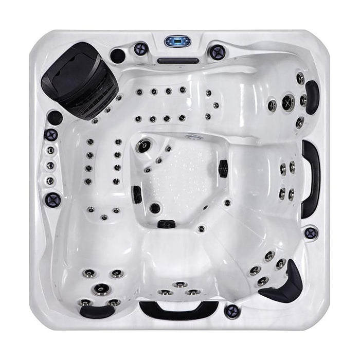 Rhodes hot tub, angled view