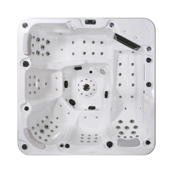 North River Spas Grand River 5 person hot tub with 100 jets, front view