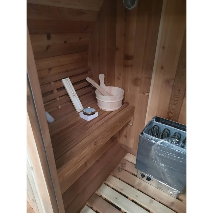 Fonteyn Rustic 4ft barrel sauna, exterior cedar wood finish