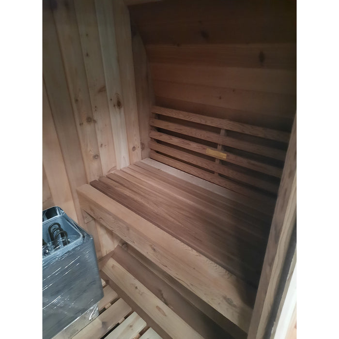 Fonteyn Rustic 4ft barrel sauna, angled view