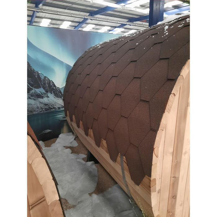Fonteyn Rustic 6ft barrel sauna interior seating