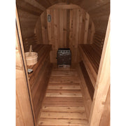 Fonteyn Rustic 8ft barrel sauna interior seating