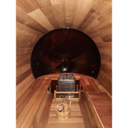 Fonteyn Panorama 1800 barrel sauna, angled view