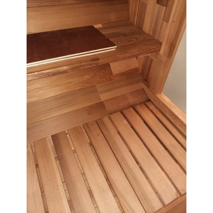 Fonteyn Panorama 2400 barrel sauna, rear view