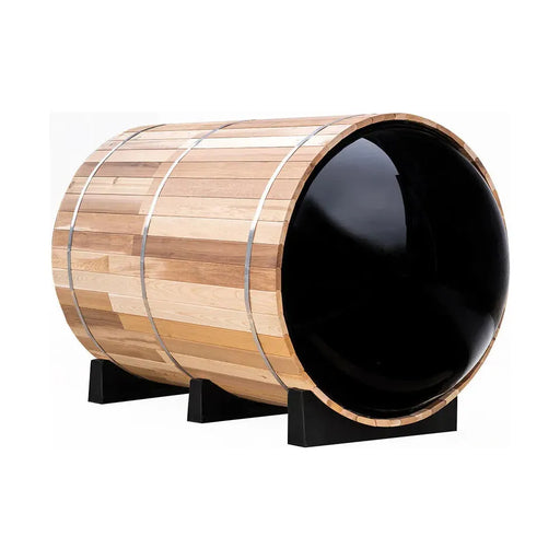 Fonteyn Panorama barrel sauna, large glass panoramic window