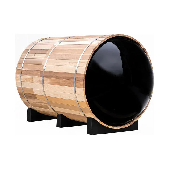 Fonteyn Panorama barrel sauna, large glass panoramic window