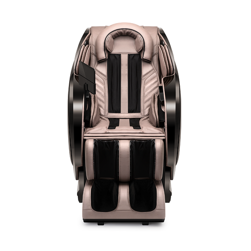 Sasaki 10 Series Royal Queen 5D massage chair in black/beige, angled view