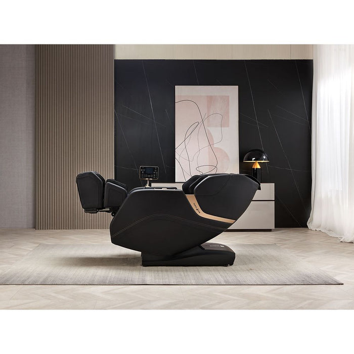 VComfort Xavier SL massage chair in black, reclined position
