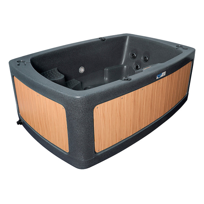 RotoSpa DuoSpa S080 hot tub in dark grey with teak panels