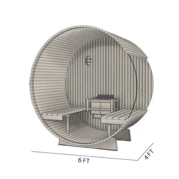 Fonteyn Rustic Red Cedar Barrel Sauna 6ft