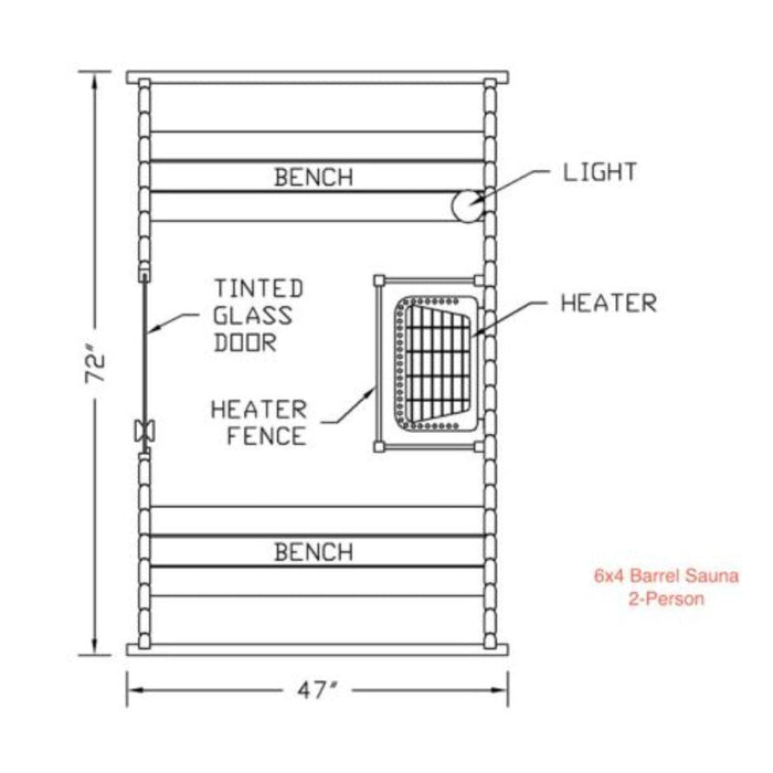 Fonteyn Rustic Red Cedar Barrel Sauna 6ft