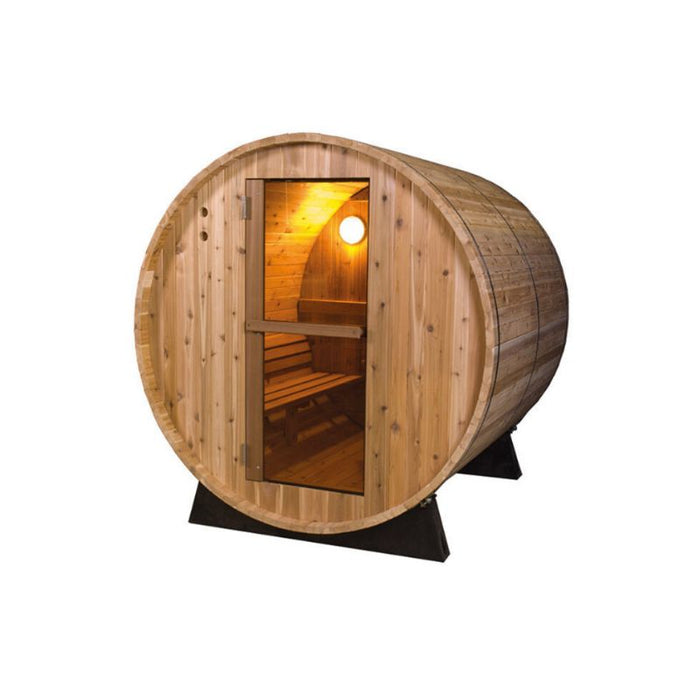 Fonteyn Rustic 6ft barrel sauna, outdoor installation