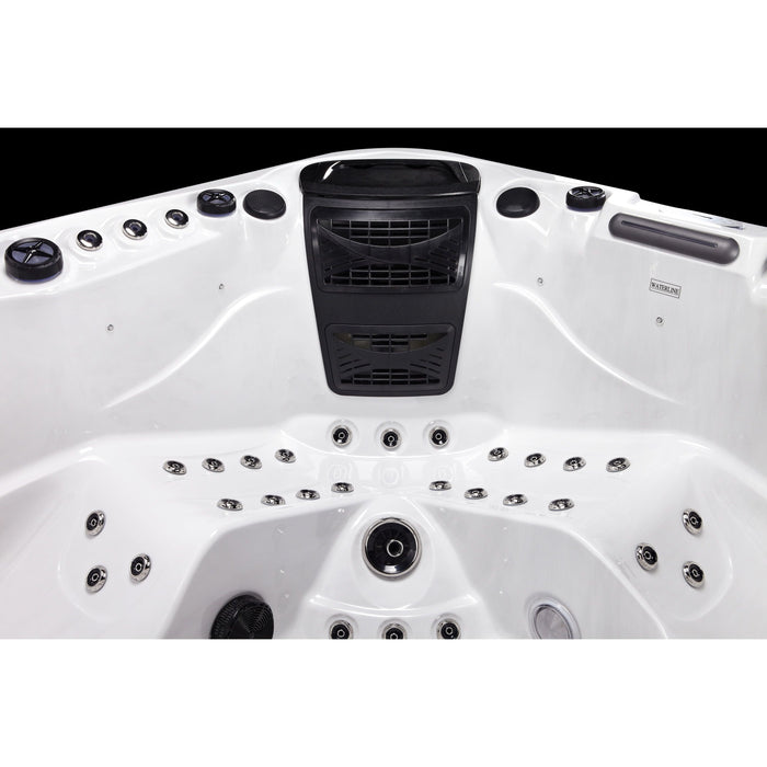 Rhodes hot tub, side view