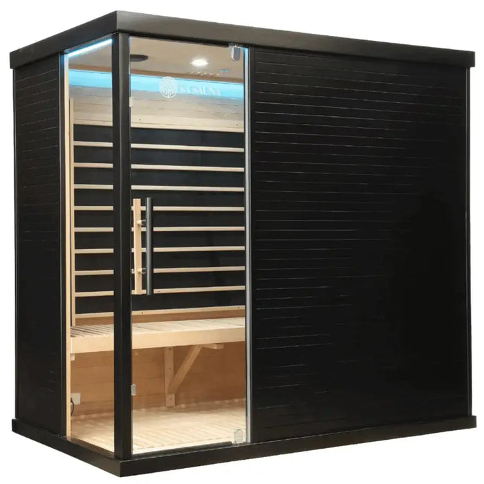 Miracle premium Infrared sauna with black exterior and glass door