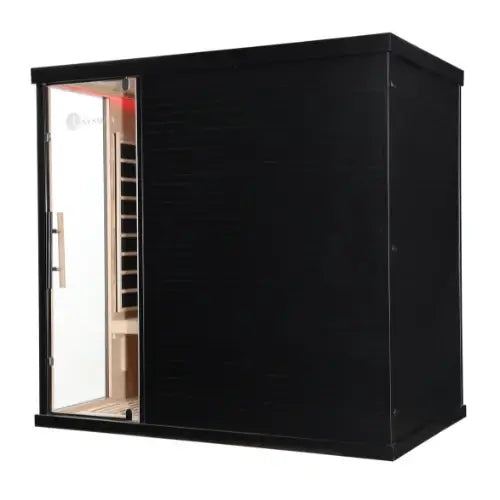 Black infrared premium 4 person sauna with glass door