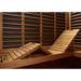 Wooden sauna chair inside the 4 person miracle sauna premium.