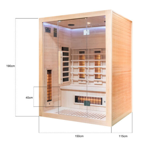 3 person far infrared sauna dimensions