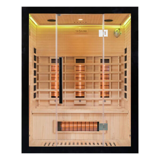 Miracle sauna 3 person Infrared sauna with wooden interior and glowing lights