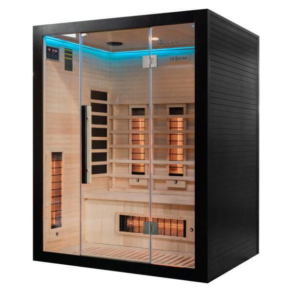 Miracle sauna uk lux 3 person sauna with wooden interior and blue light