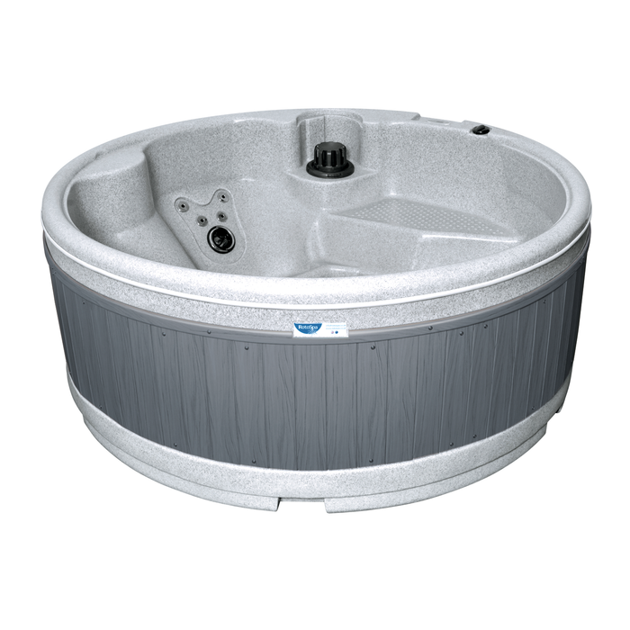 RotoSpa Orbis Round hot tub in light grey with grey panels