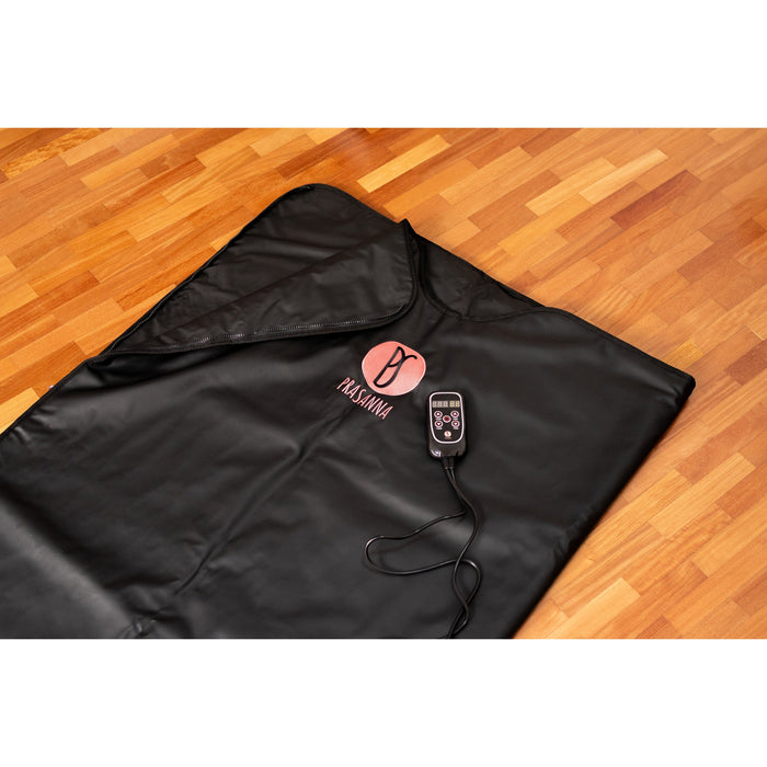 Prasanna infrared sauna blanket, angled view