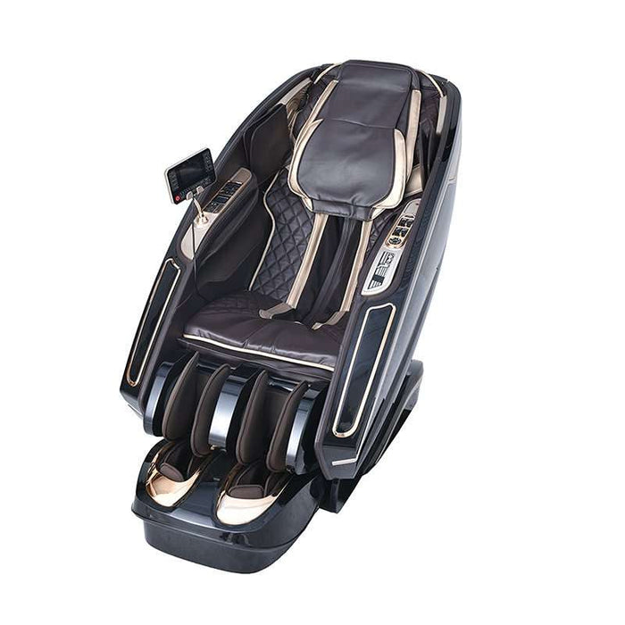 Sasaki 9 Series Royal King 5D massage chair in black, reclined position