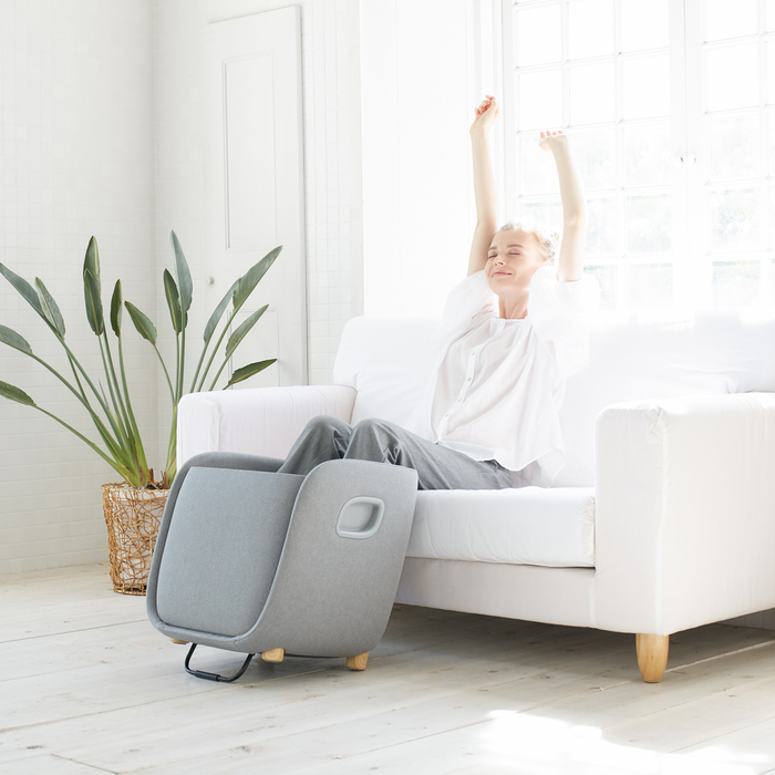 Synca Rei Foot-Calf-Lumbar Ottoman massager in black, side view