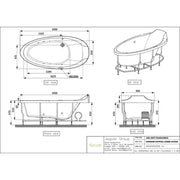 technical drawing of artize tiaara oxypool bathtub