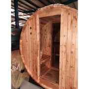 Fonteyn Grandview red cedar barrel sauna 8 person, front view