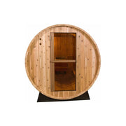 Fonteyn Rustic red cedar barrel sauna, outdoor installation