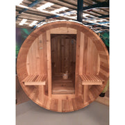 Fonteyn Rustic 7+1ft red cedar barrel sauna 6 person, front view