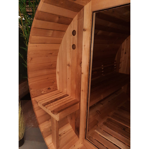 Fonteyn Rustic 7+1ft barrel sauna interior seating