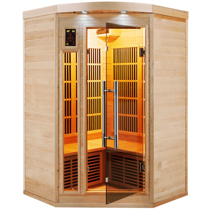 Apollon 3 person infrared sauna, glass door view