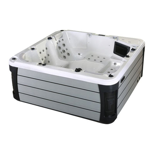 North River Spas Grand River hot tub, angled view