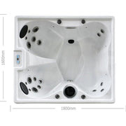 Dimensions diagram for the H20 Spa Pure Bliss 4 person hot tub