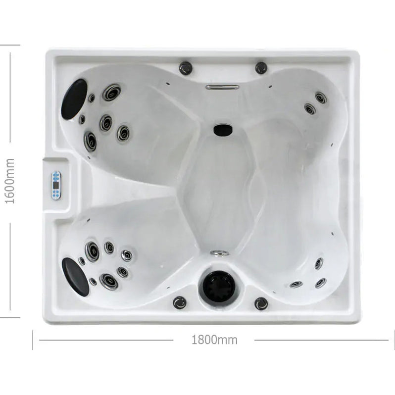 Dimensions diagram for the H20 Spa Pure Bliss 4 person hot tub