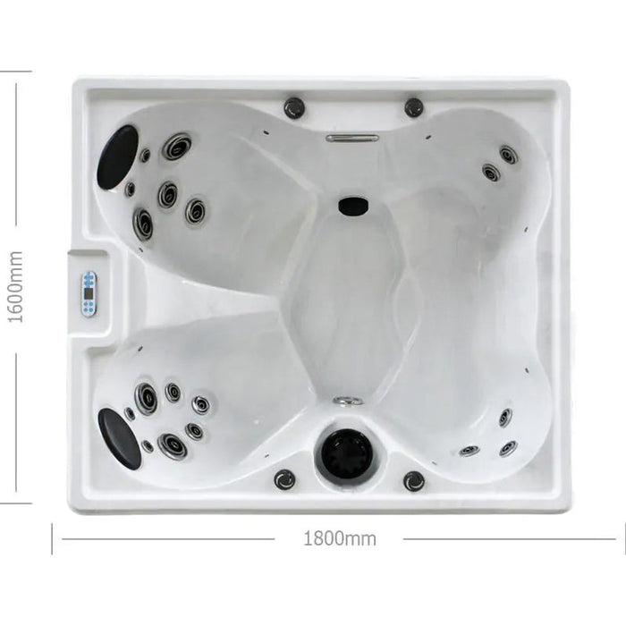 Dimensions diagram for the H20 Spa Pure Bliss 4 person hot tub