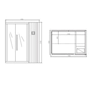 Jaquar Kubix sauna dimensions diagram