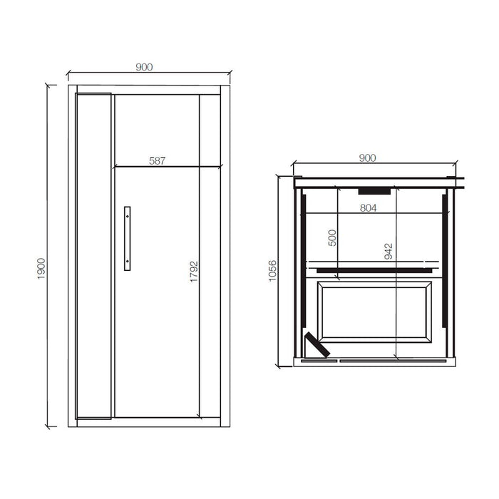 Jaquar Solo One sauna dimensions diagram