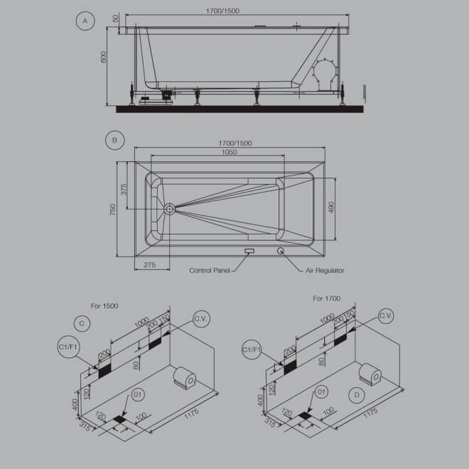 Jaquar fonte 150 whirlpool dimensions