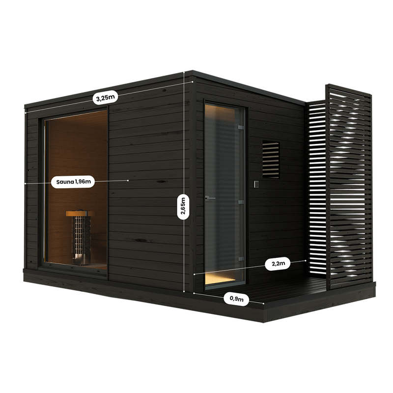 KUUT electric sauna dimensions diagram