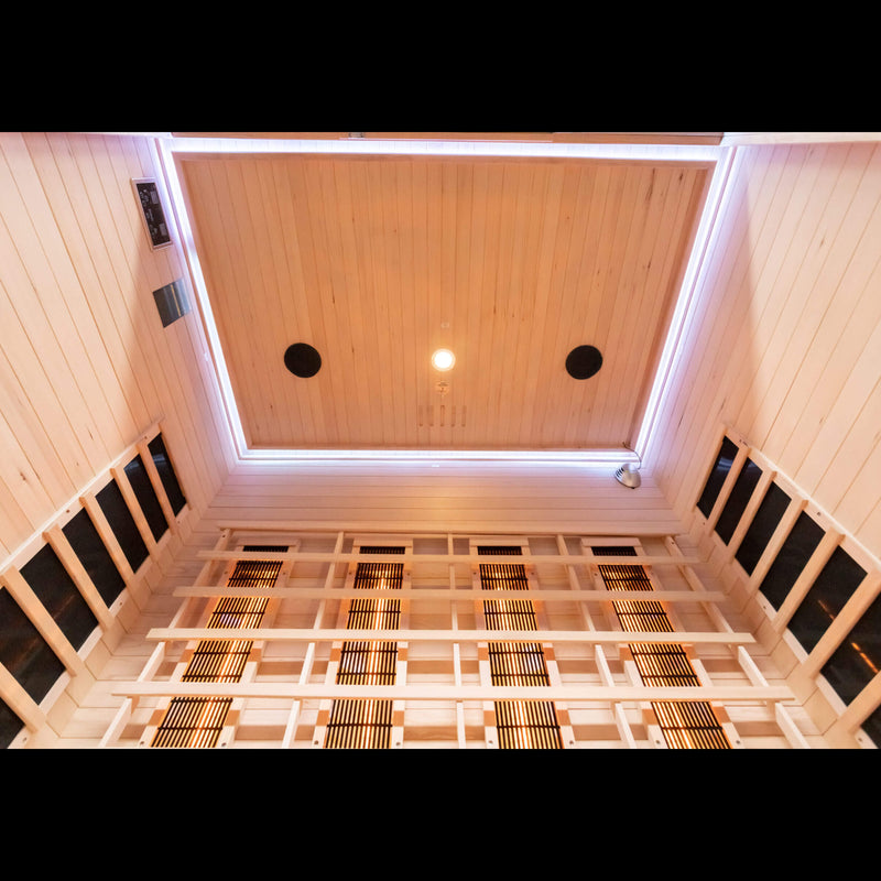 miracle 4 person infrared sauna interior with ceiling light