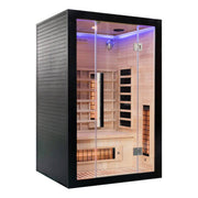 black frame 2 person uk lux Infrared sauna with glass door