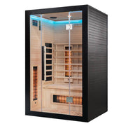uk lux 2 person Infrared sauna with wooden interior and black exterior 