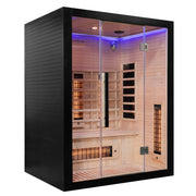 UK lux 3 person far Infrared sauna with black exterior and glass door