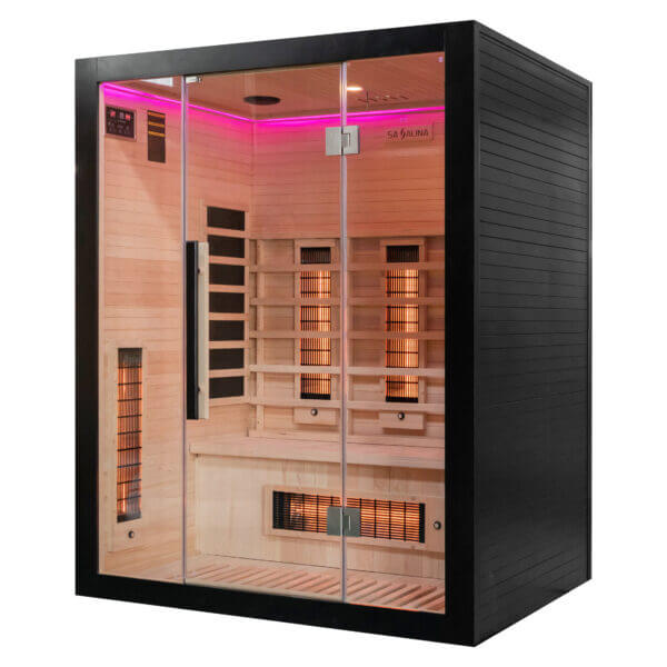 UK lux 3 person far infrared sauna with pink lights