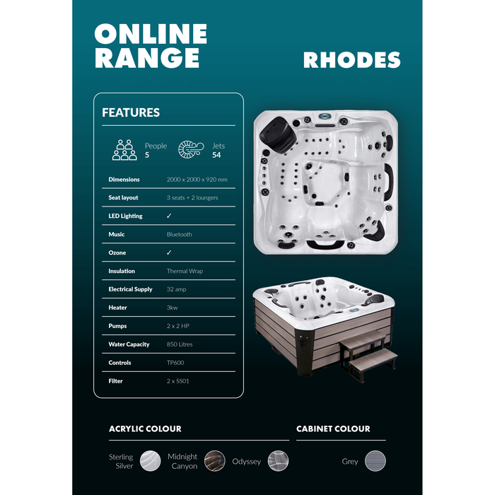 Rhodes Hot Tub With 54 Jets, 5 Person